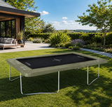 Super Tramp 10 x 7ft Rectangular Trampoline in a garden setting