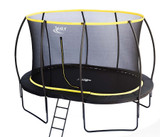 7 x 10ft Oval Telstar Orbit trampoline with black powder-coated frame and safety enclosure