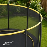 8ft Telstar Orbit trampoline side view with black powder-coated frame