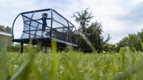 8ft x 12ft Telstar ELITE rectangle trampoline in use outdoors