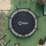 Over head view of the Vuly Ultra Large trampoline in garden setting