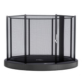 Akrobat Orbit Flat 8ft  trampoline with overlapping entry in grey