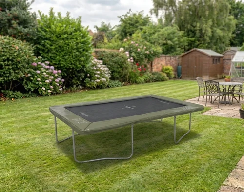 XR 360 Series 12x8ft trampoline in a garden setting