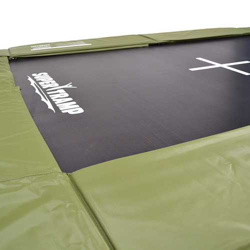 King 110 trampoline with safety pads and ladder