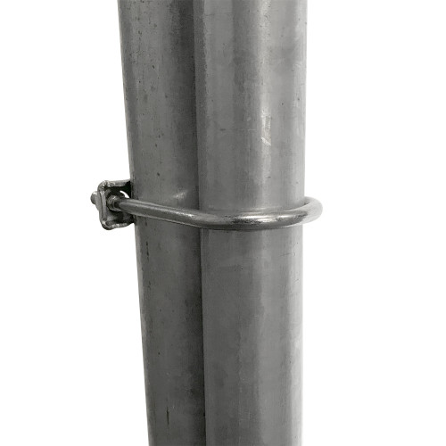 Attach enclosure pole to trampoline frame Attach enclosure pole to trampoline frame