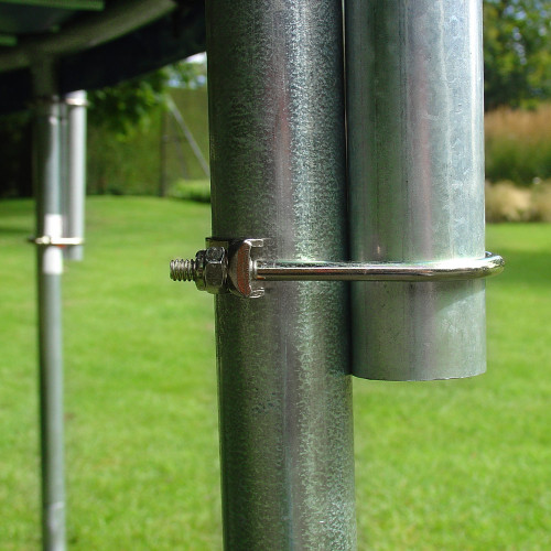 using u-clamps to fix enclosure to trampoline using u-clamps to fix enclosure to trampoline
