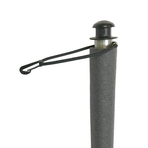 bungee loops over the enclosure pole and secures to the net