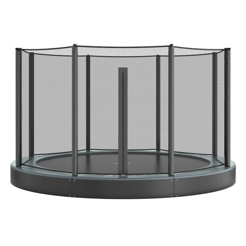 Akrobat Orbit Flat 14ft trampoline with grey pad and zip entry