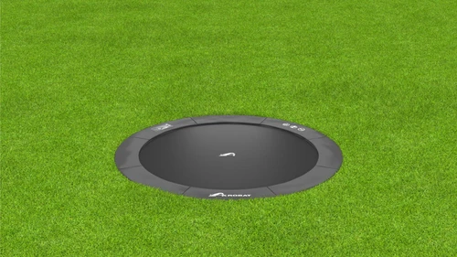 Akrobat Primus 14ft flat trampoline fitted in grass