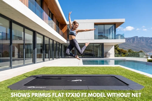 Akrobat Primus Flat in garden with lady jumping
