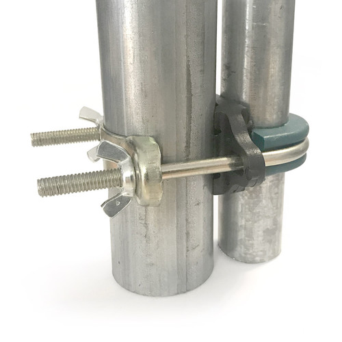 Pole clamps join trampoline poles of various sizes together Pole clamps join trampoline poles of various sizes together