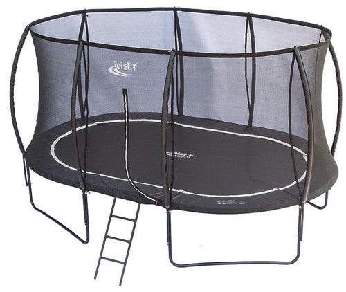 10 x 15ft Oval Telstar Vortex BLACK Edition trampoline with lantern safety enclosure