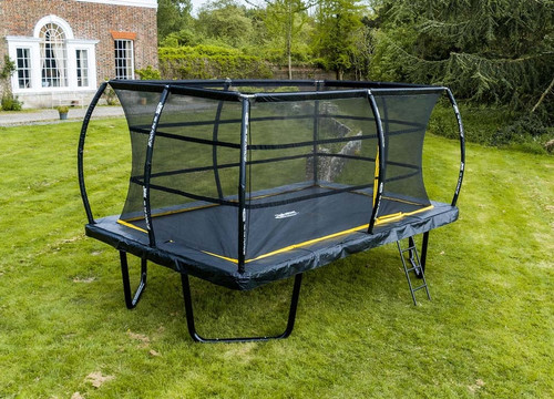 10ft x 15ft Telstar ELITE rectangle trampoline lifestyle shot in garden
