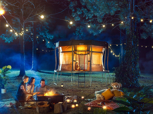 Vuly Ultra Large 14ft Trampoline shown at night
