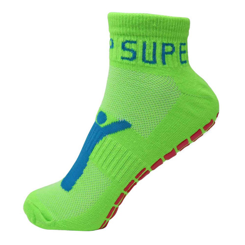 Green Super Tramp trampoline grip socks for children and adults