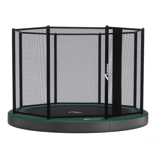 Akrobat Orbit Flat 8ft  trampoline with overlapping entry in green