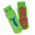 Green Super Tramp trampoline grip socks front and back