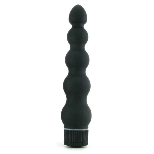 Black Magic 7 Inch Ribbed Vibrator at Bed Time Toys