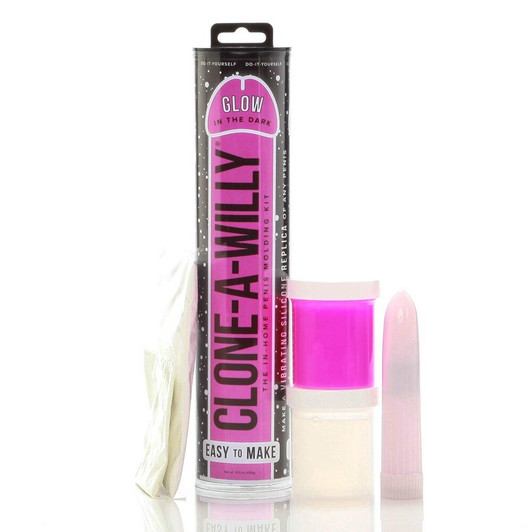 Clone-A-Willy Vibrator Kit in Glow-In-The-Dark Hot Pink at Bed Time Toys