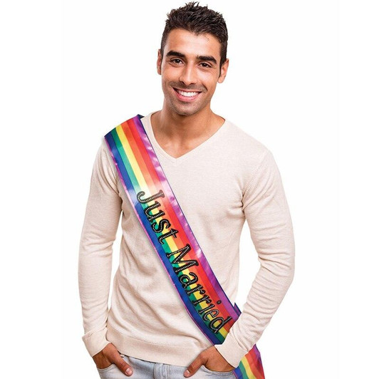 Rainbow Just Married Sash at Bed Time Toys