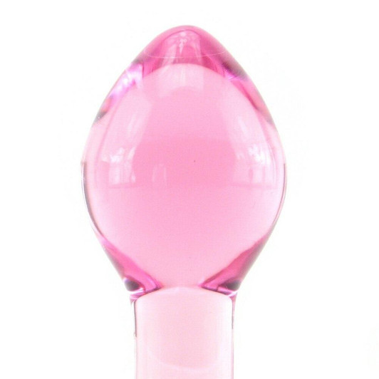 Crystal Premium Glass Large Butt Plug in Pink at Bed Time Toys