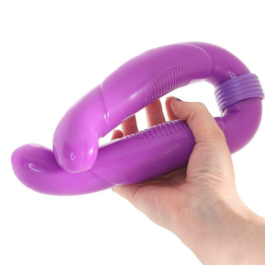 Double Trouble Vibrating Dildo in Purple at Bed Time Toys