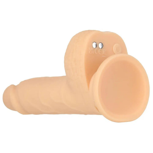 Naked Addiction - 6.5" Thrusting Dildo with Remote in Flesh at Bed Time Toys