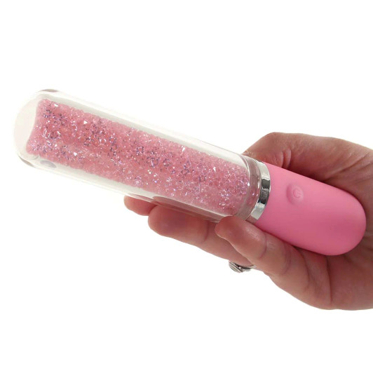 Stardust Charm Rechargeable Glass Vibrator in Pink at Bed Time Toys