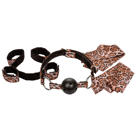 Unleashed Surrender Leopard Bondage Set at Bed Time Toys