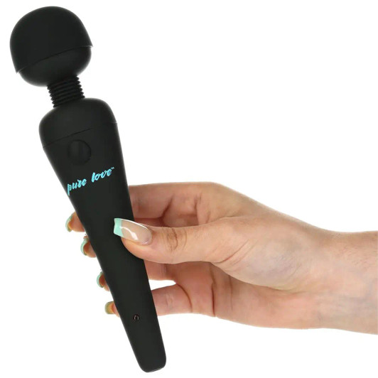 Pure Love Rechargeable Wand Massager in Black at Bed Time Toys