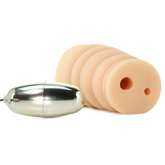 Barely Legal Vibrating Anal Masturbator in Flesh at Bed Time Toys