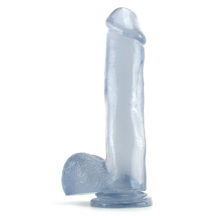Basix 12 Inch Suction Base Dildo in Clear at Bed Time Toys