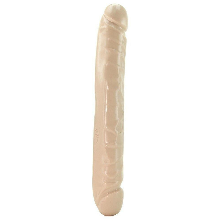 JR. Veined Double Header White 12 Inch Dildo at Bed Time Toys