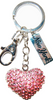 Pink Heart Shape Key Ring with Pink Diamonds & New York Tag