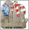 NY Color Hidden Flag Apple Skyline Metal Magnet Image