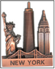 NY Color Flag Landmarks In Letters Metal Magnet