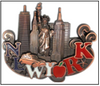 NY Color Flag Landmarks In Letters Metal Magnet