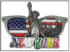 NY Skyline in Sunglasses Metal Magnet Image