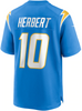 Justin Herbert Jersey - Powder Blue LA Chargers Adult Nike Game Jersey - back