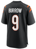 Joe Burrow Youth Jersey - Black Cincinnati Bengals Kids Nike Game Jersey - back