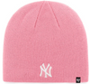 NY Yankees Pink Knit Beanie Hat