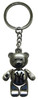 NY Yankees Metal Teddy Bear Keychain - Silver NY logo