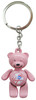 NY Yankees Metal Teddy Bear Keychain - Pink Team logo