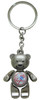 NY Yankees Metal Teddy Bear Keychain - Silver Team logo