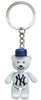 NY Yankees Metal Teddy Bear with Cap Keychain - White NY logo