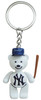 NY Yankees Metal Teddy Bear with Cap and Bat Keychain - White NY logo