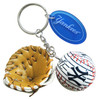 NY Yankees Mini Baseball and Glove Keychain - Pinstripe