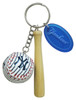 NY Yankees Mini Baseball and Bat Keychain - Pinstripe