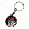 I Love NY Round Metal Keyring - Black