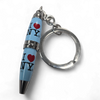 I Love NY Mini Twist Pen Keyring - Blue